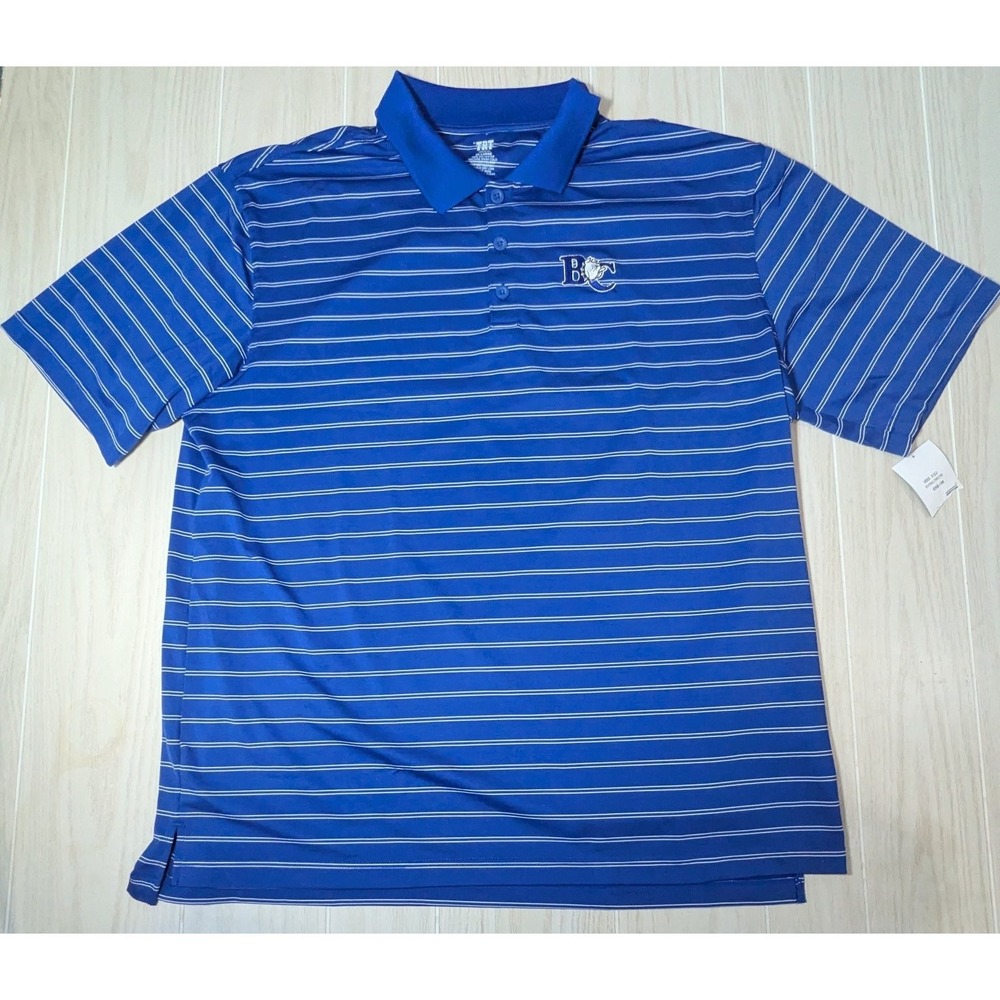 TRT Classics Men's Royal Blue White Stripe Polo Shirt 2XL Performance Polyester